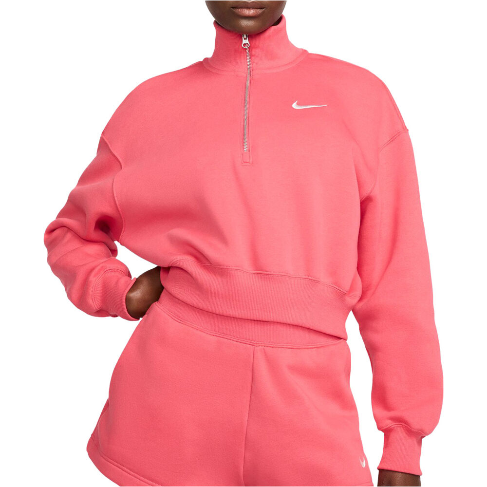 Nike sudadera mujer W NSW PHNX FLC QZ CROP vista frontal