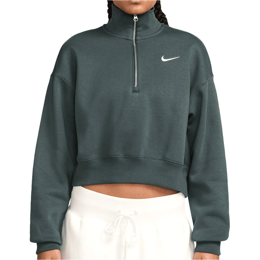 Nike sudadera mujer W NSW PHNX FLC QZ CROP vista frontal