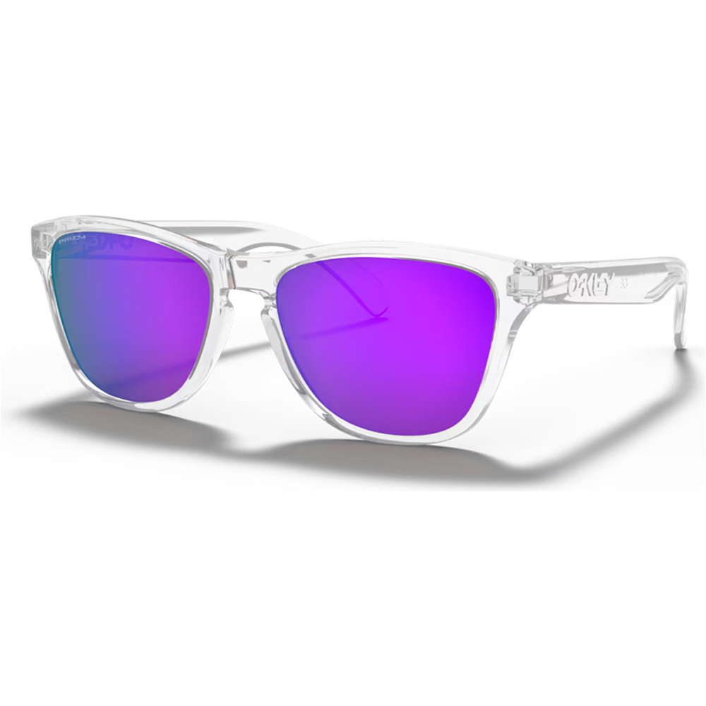 Oakley gafas deportivas infantiles Frogskins XS Pol Clear w/ PRIZM Violet vista frontal