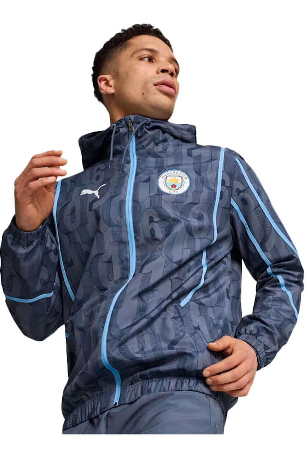 Puma sudadera entrenamiento fútbol MCFC Prematch Woven vista frontal