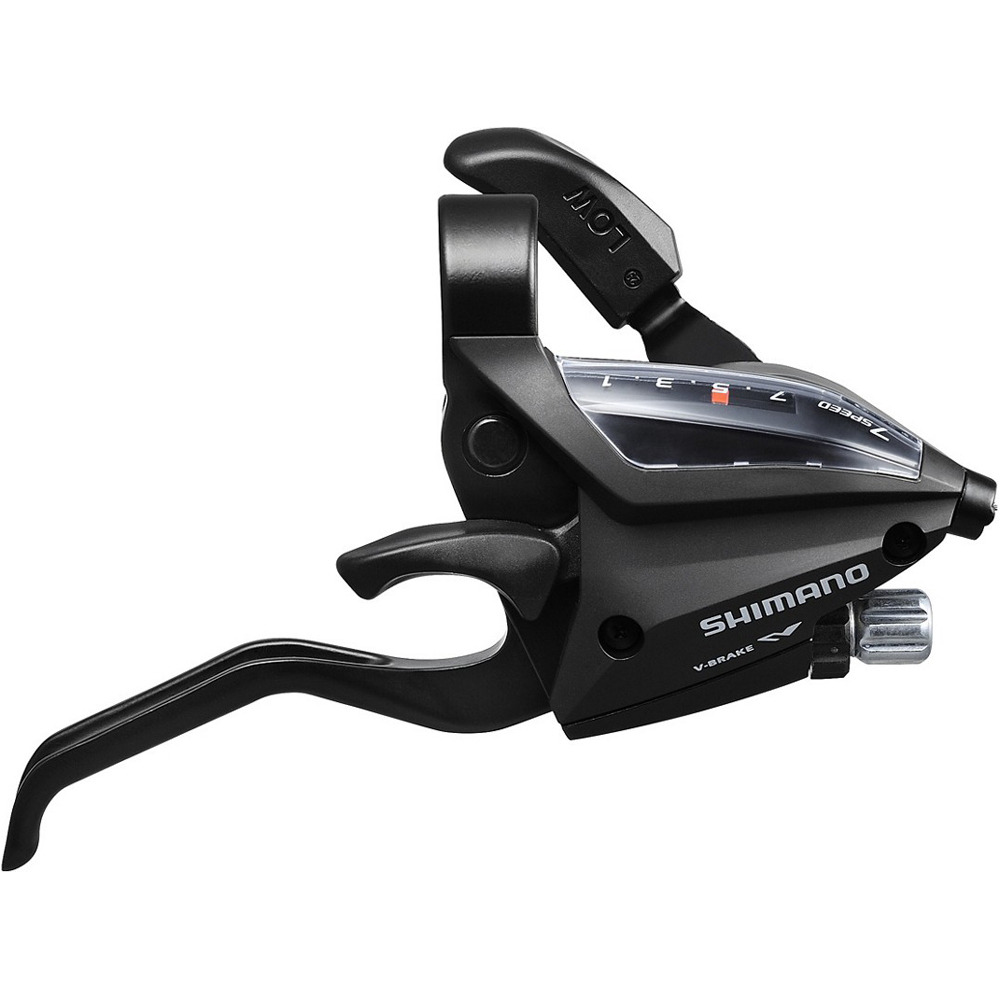 Shimano juego manetas cambio/frenos bicicleta Mando/Palanca Dr. 7v Negro ST-EF500 2Ded vista frontal