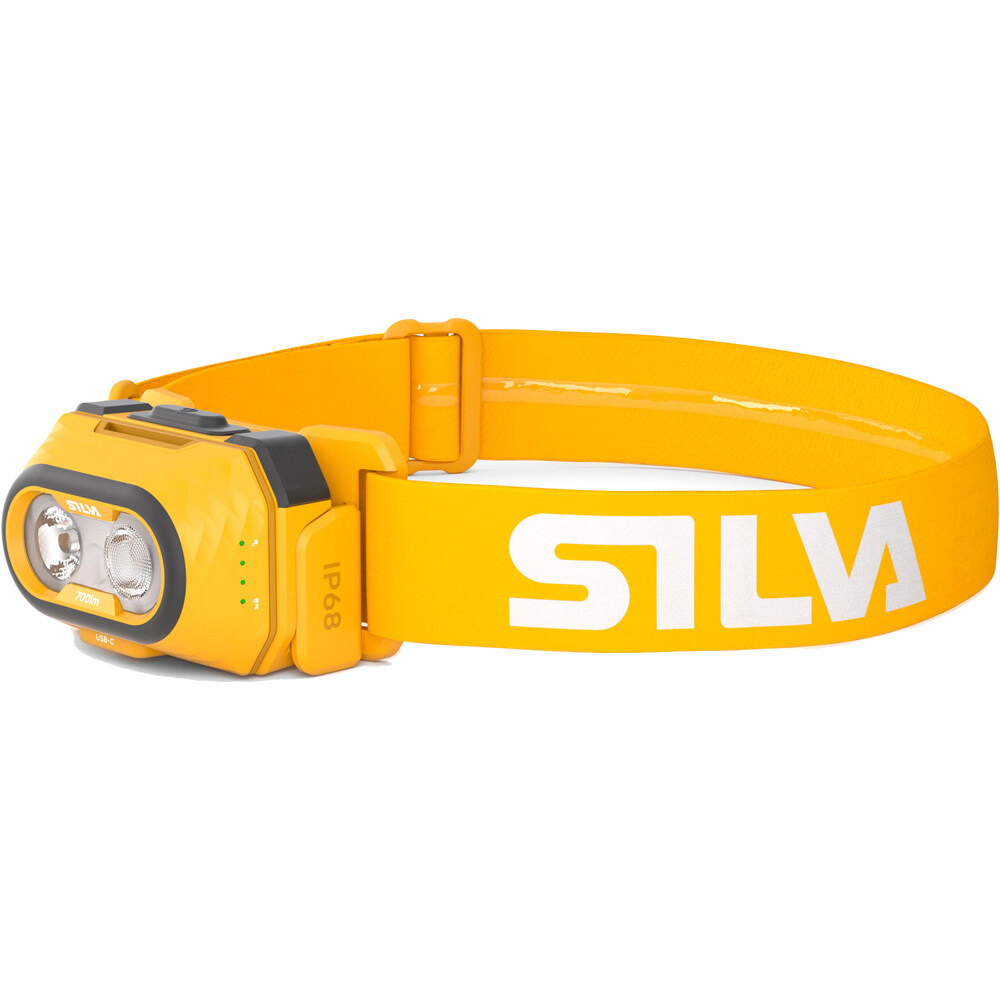 Silva frontal EXPLORE 5 Yellow frontal 720 lm/IP68/Li-Ion 2.0 Ah/USB-C vista frontal