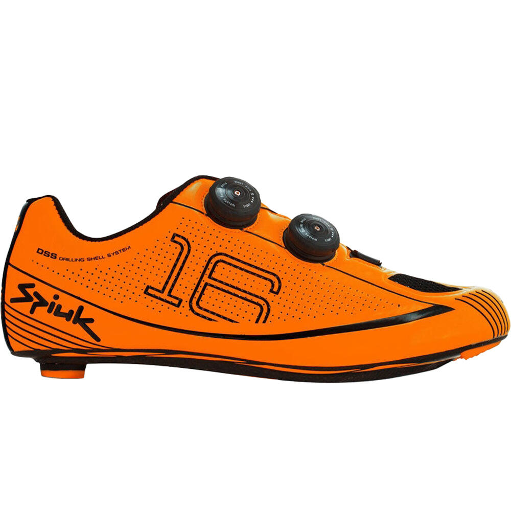 Spiuk zapatillas ciclismo carretera ZAPATILLA 16 ROAD CARBONO UNISEX NARANJA AV NEGRO lateral exterior