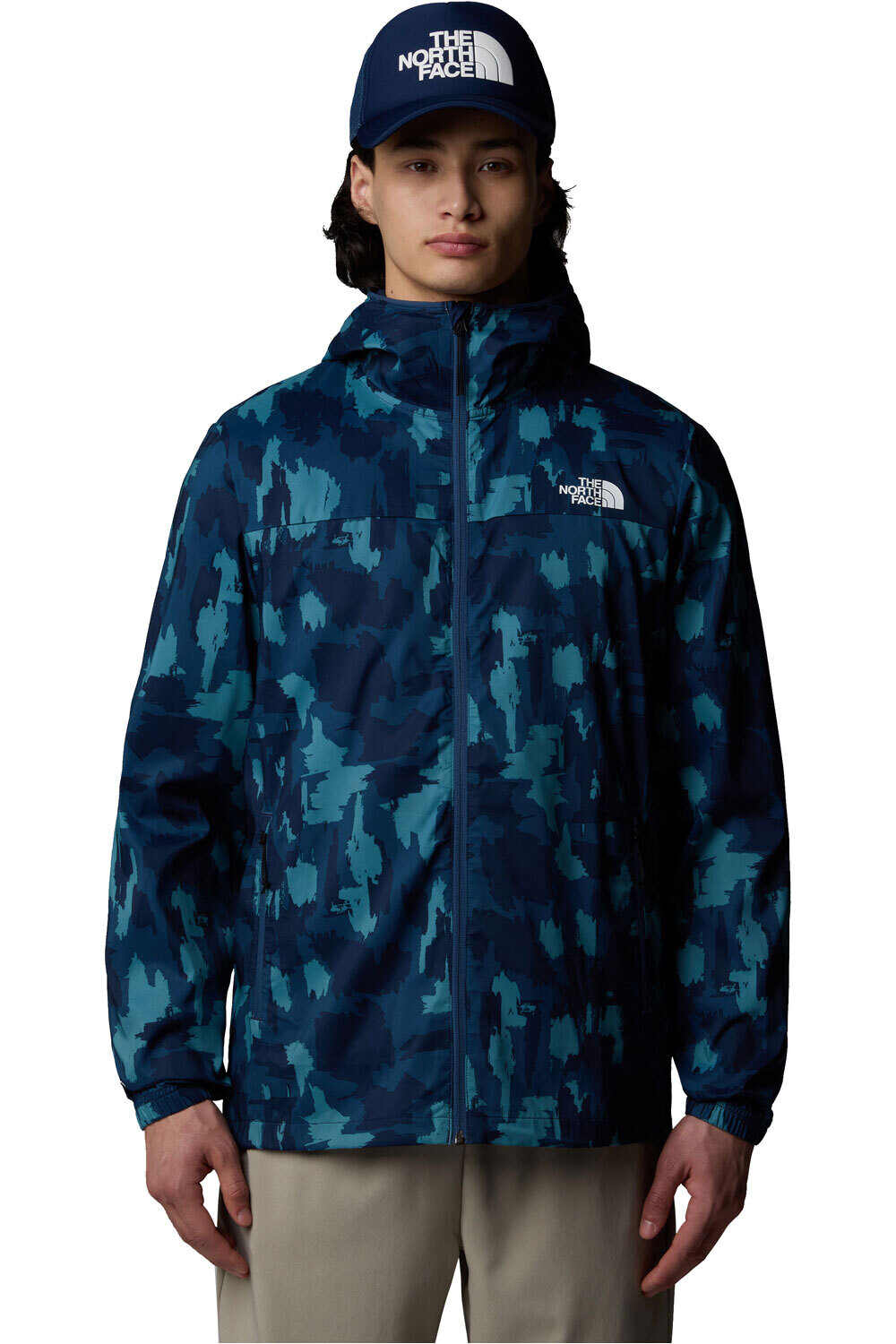 The North Face chaqueta softshell hombre M MA HOODED WIND JACKET PRINT vista frontal