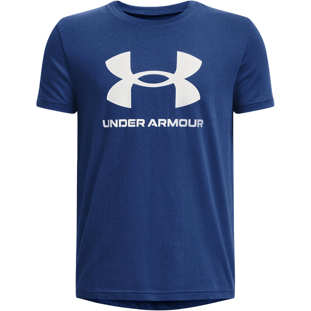 Comprar en oferta Under Armour Youth UA sport style shirt with logo short-sleeved (1363282) blue mirage/white