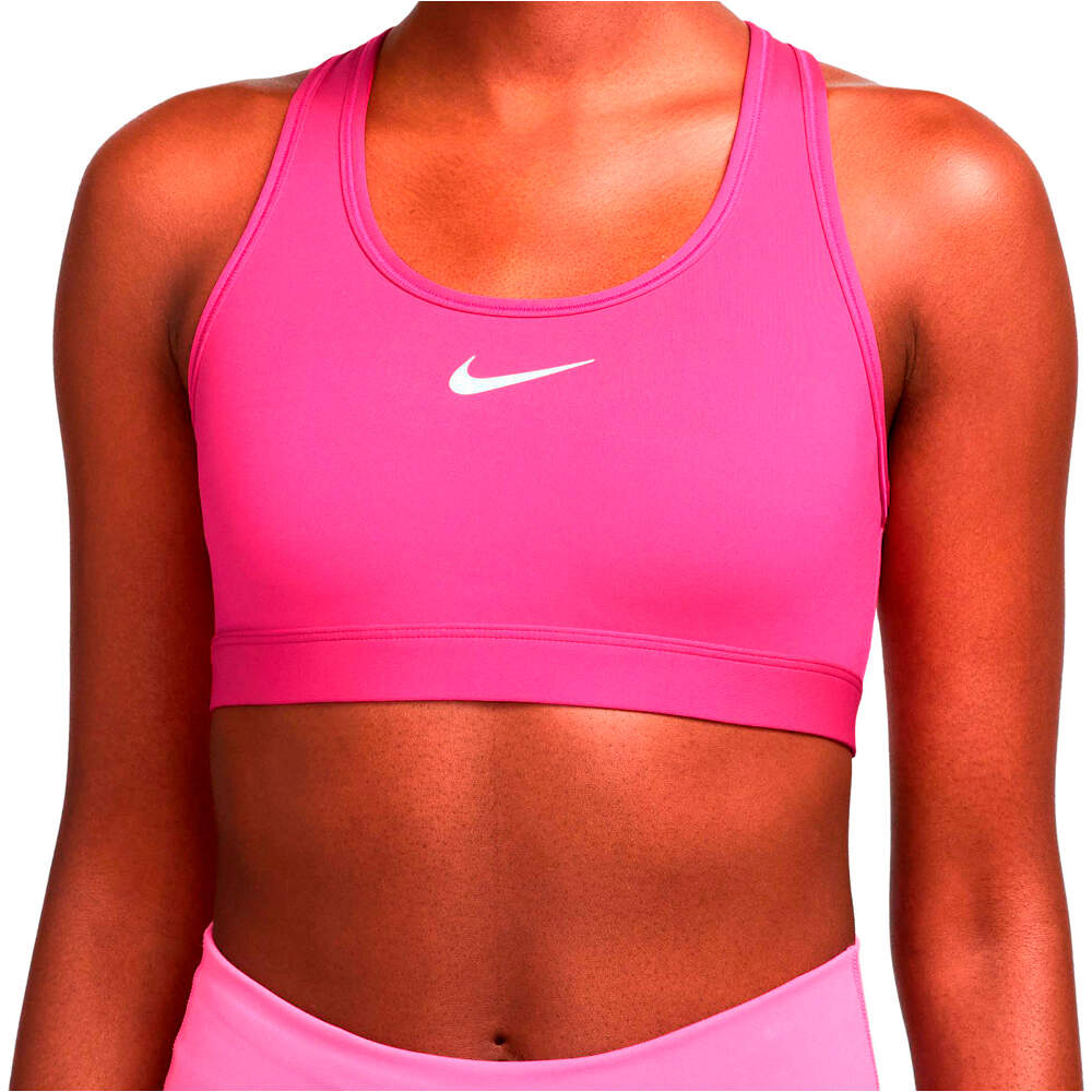 Nike Swoosh Medium Support Women's Padded Sports Bra (DX6821) fireberry/white - Ropa interior técnica