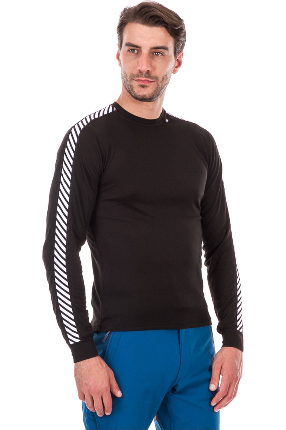 Helly Hansen Lifa Stripe Crew negro camiseta térmica manga larga hombre