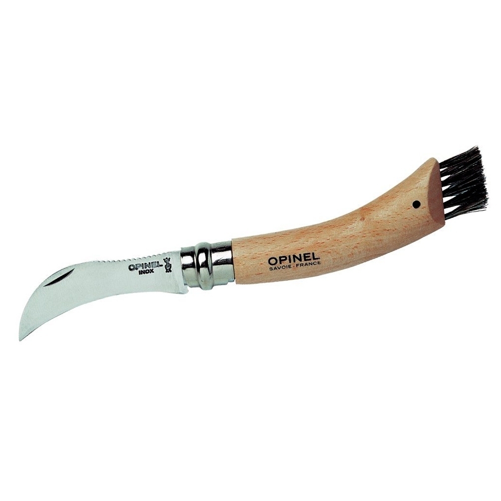 Opinel multiusos CUCHILLO CHAMPINON INOX Nº08 con cepillo vista frontal