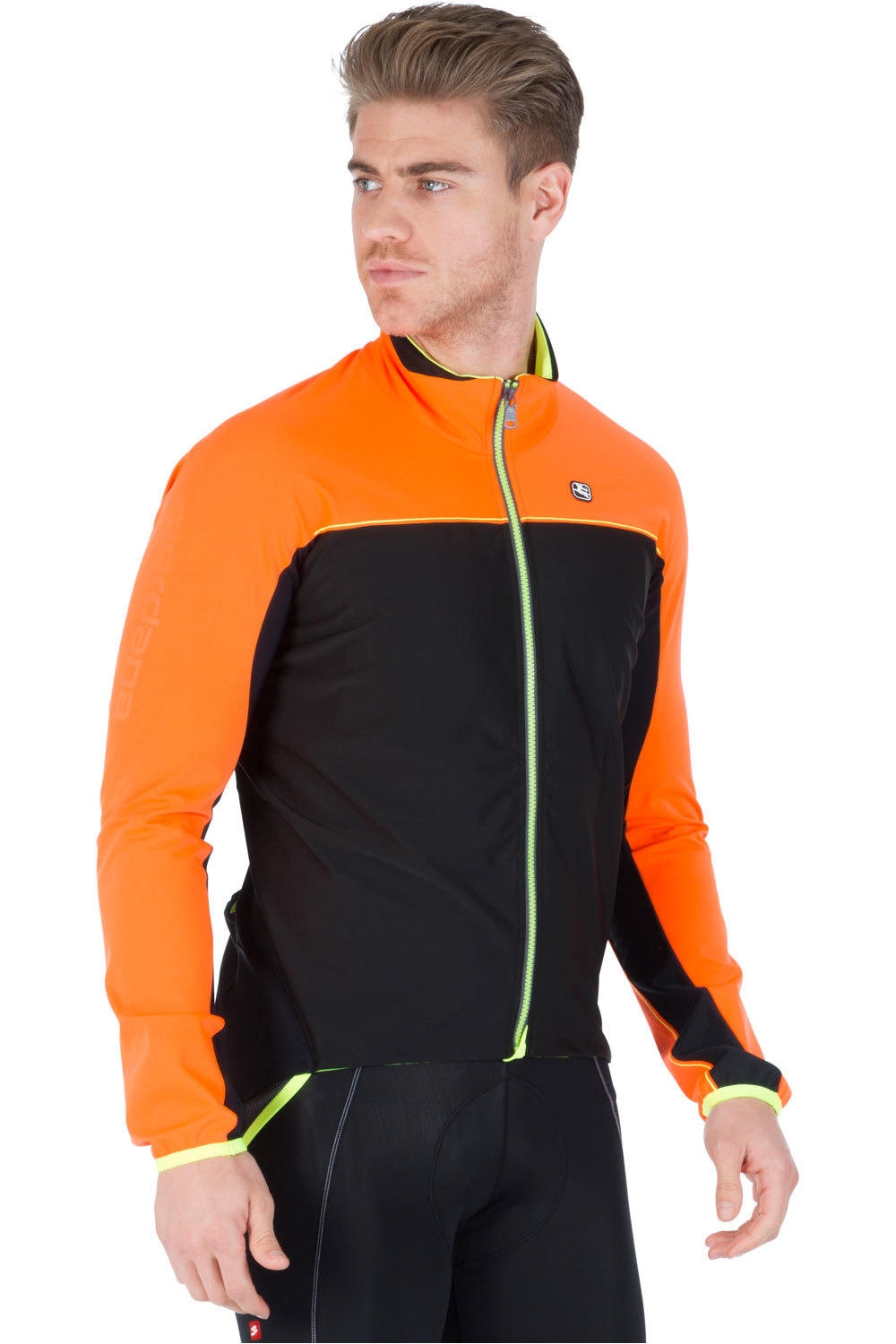 Giordana cortavientos ciclismo hombre Chaqueta invierno AV 200 - Naranja/Negro vista frontal