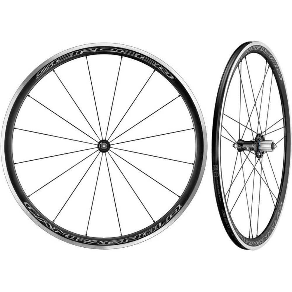 Campagnolo ruedas carretera JUEGO DE RUEDAS SCIROCCO 35 SHIMANO NEGRO vista frontal