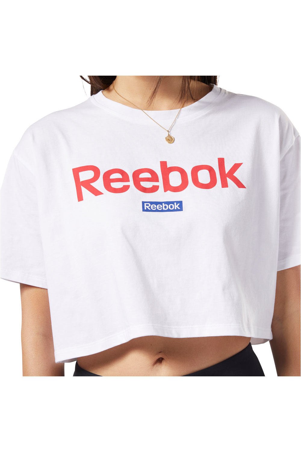 Reebok camiseta manga corta mujer Linear Logo Crop Tee vista detalle