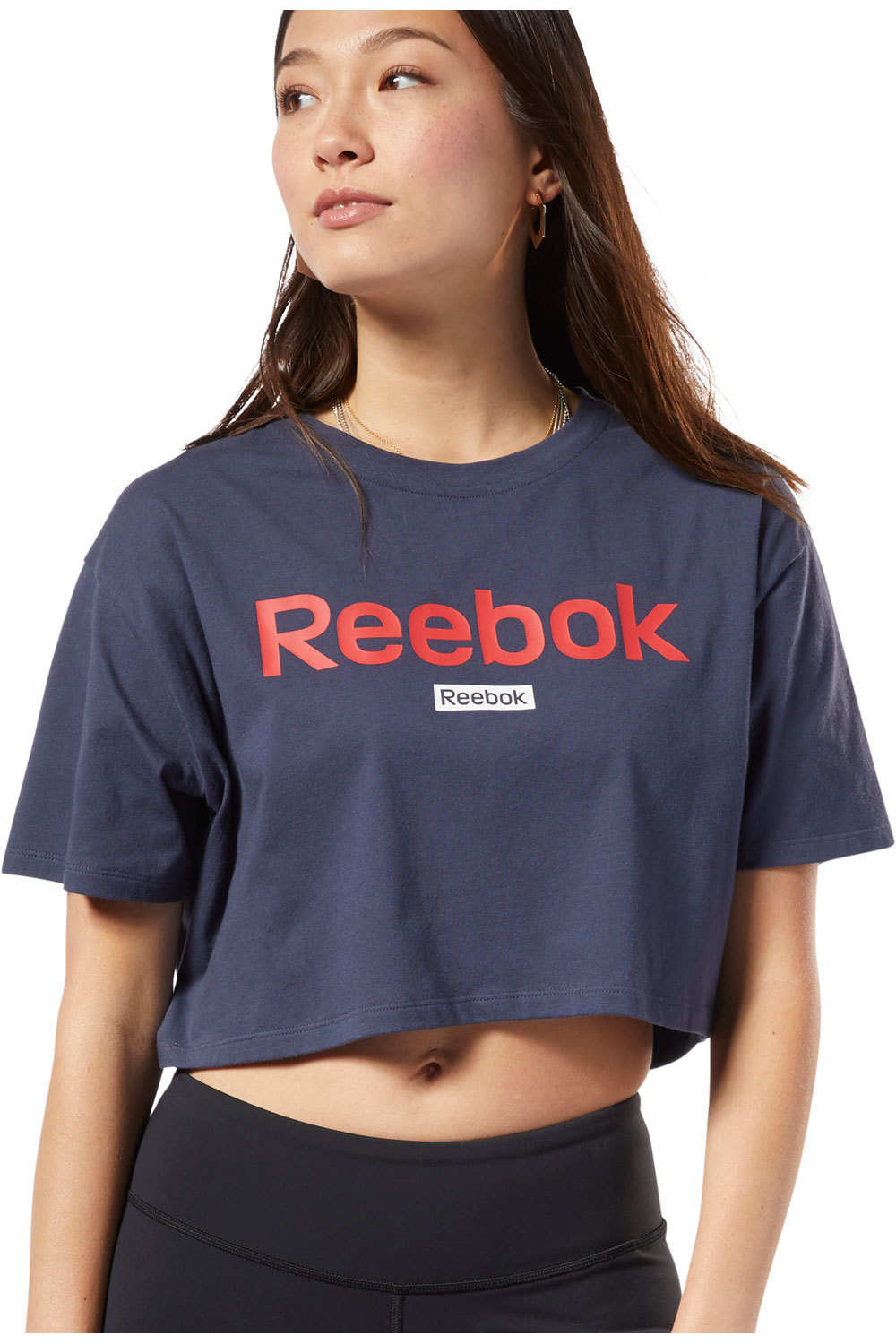 Reebok camiseta manga corta mujer Linear Logo Crop Tee vista frontal