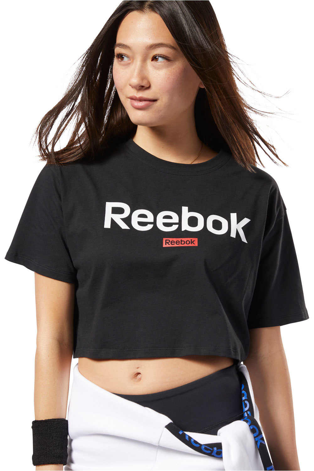 Reebok camiseta manga corta mujer Linear Logo Crop Tee vista frontal