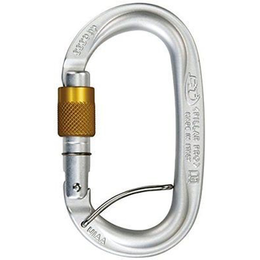 Climbing mosquetón seguridad Pillar Pro SGL (screw gate/ spring) silv vista frontal