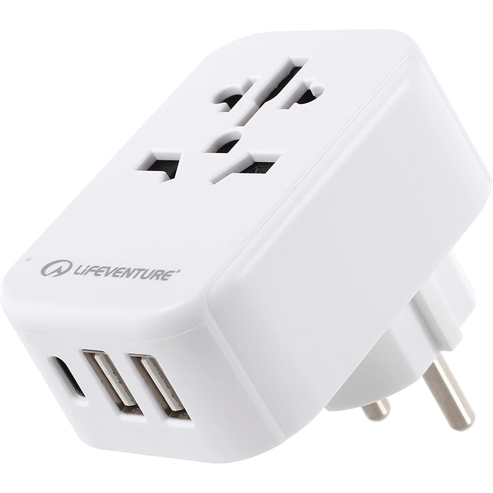 Lifeventure varios instrumento World to Europe Travel Adaptor with USB 01