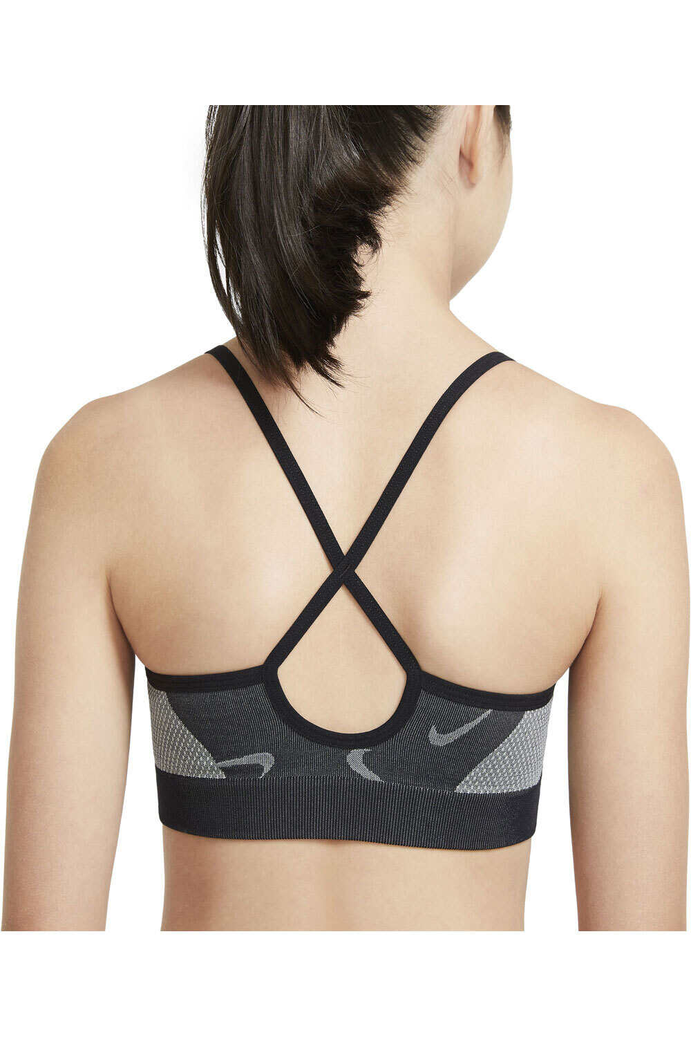 Nike camiseta manga corta niña G NK INDY SEAMLESS BRA vista trasera