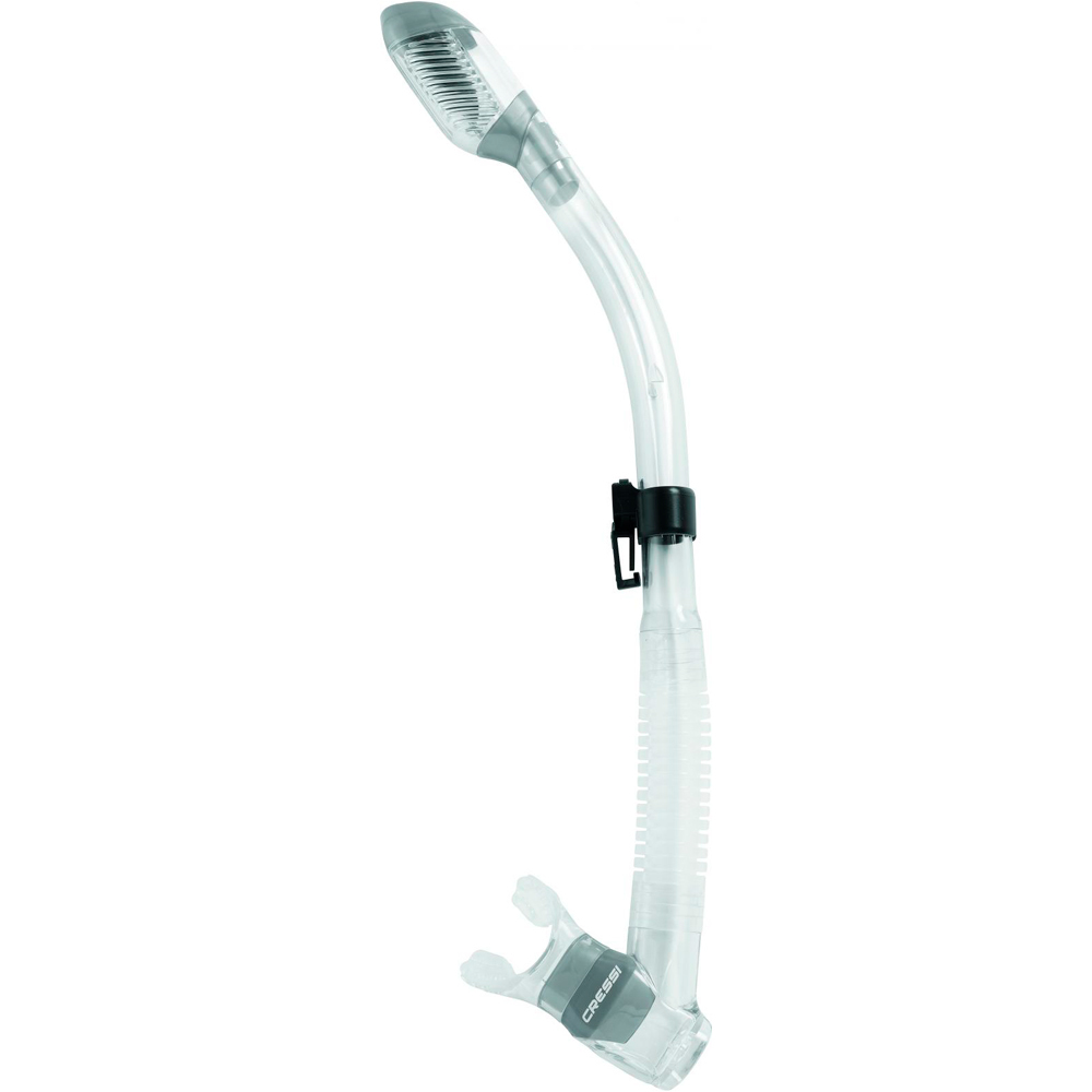 Cressi Sub tubo snorkel DRY transp.-plata TRPL vista frontal