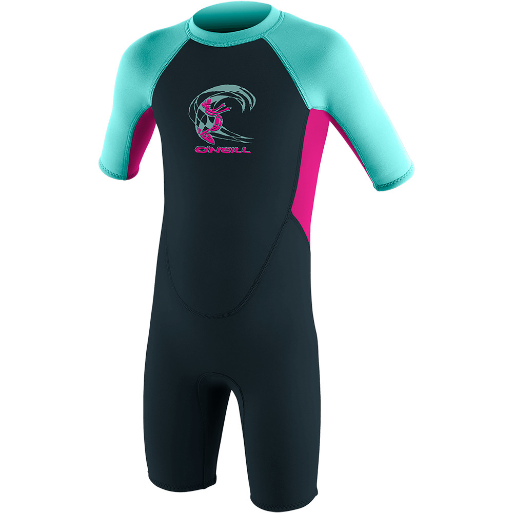 O'Neill traje de neopreno corto niño Toddler Girls Reactor-2 2mm Back Zip S/S Spring vista frontal