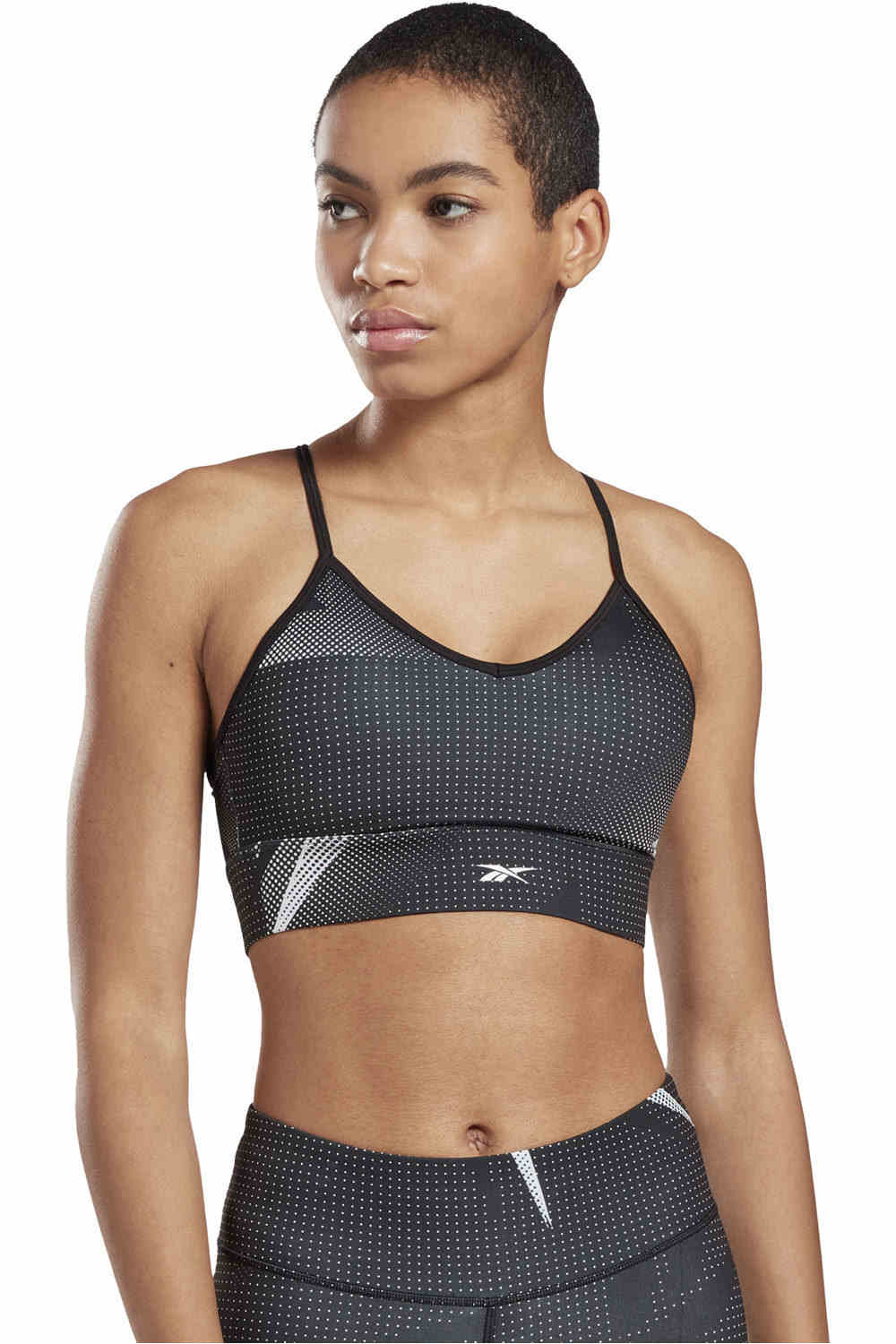 Reebok sujetadores deportivos MYT AOP Tri-Back Bra vista frontal