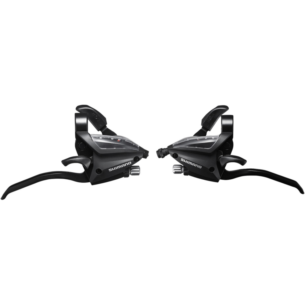 Shimano juego manetas cambio/frenos bicicleta Mandos/Palancas 3x8v Negro ST-EF500 vista frontal