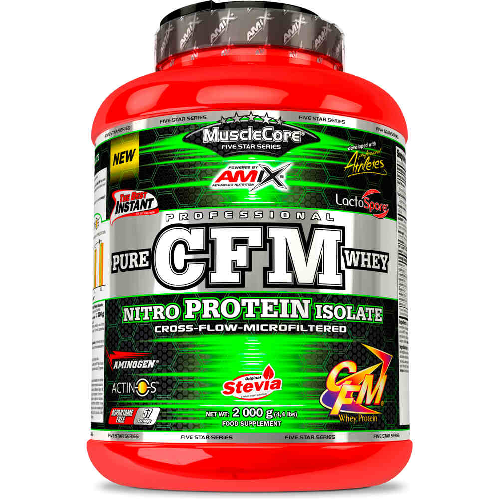 Amix Musclecore Proteinas Aislado Suero/Whey CFM NITRO WHEY WITH ACTINOS 2 KG Fresa-y vista frontal