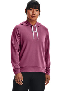 Under Armour sudaderas deportivas mujer RIVAL TERRY HOODIE vista frontal