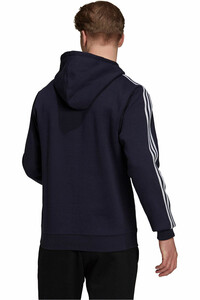 adidas sudadera hombre Essentials Fleece Logo 3 bandas con capucha vista trasera