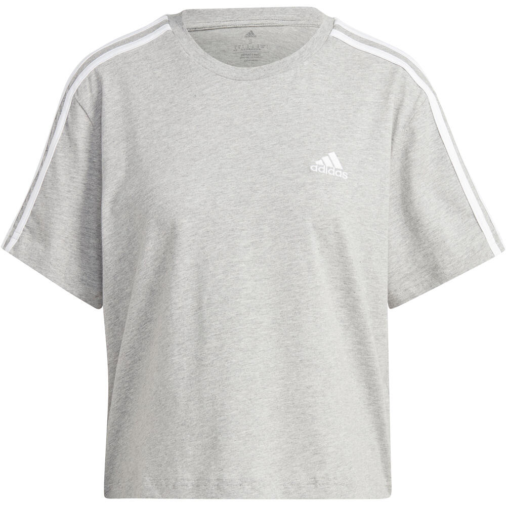 adidas camiseta manga corta mujer Essentials 3 bandas Single Crop vista detalle