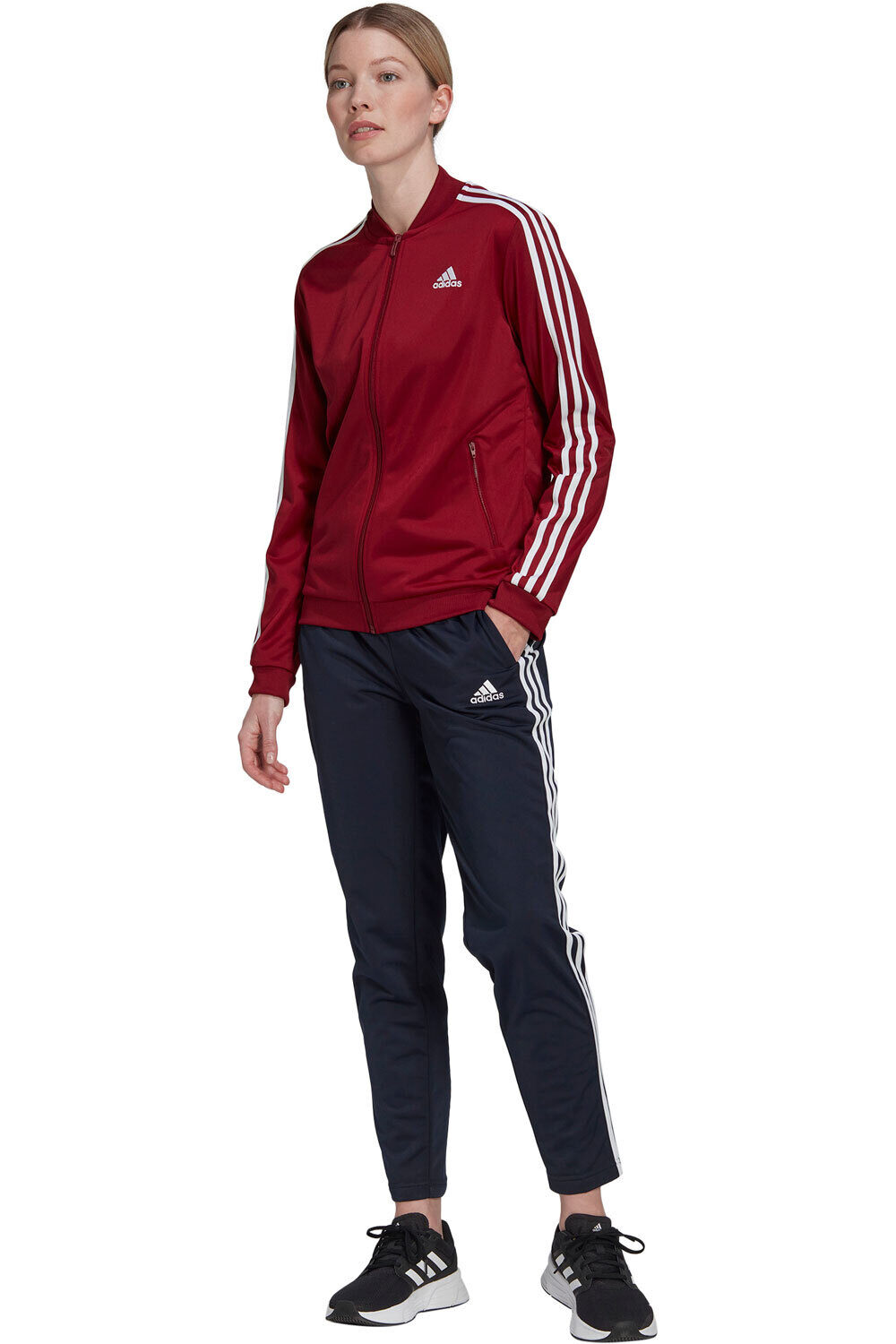 adidas sudadera mujer Essentials 3 bandas vista frontal