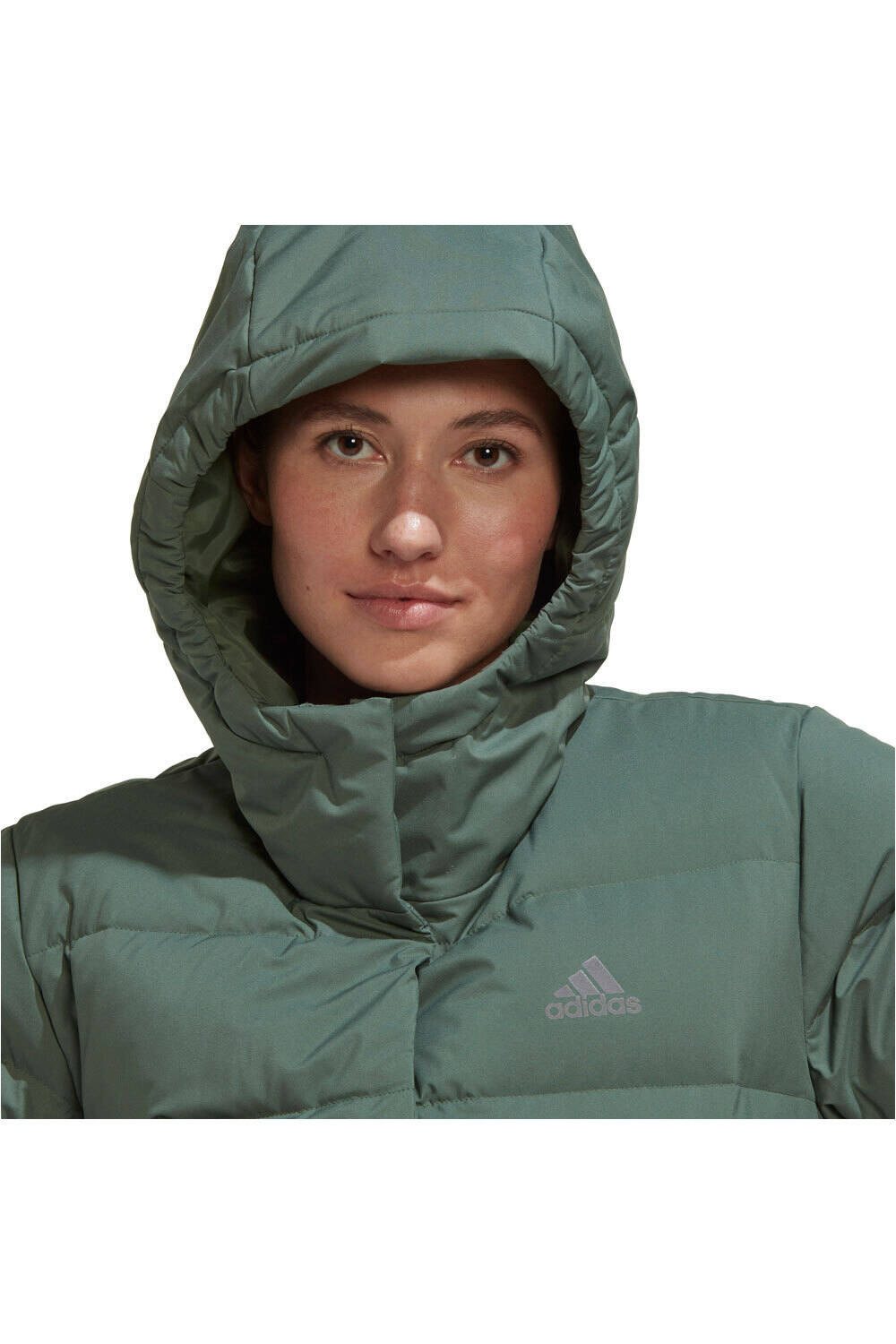 adidas chaqueta outdoor mujer Helionic Down con capucha vista detalle