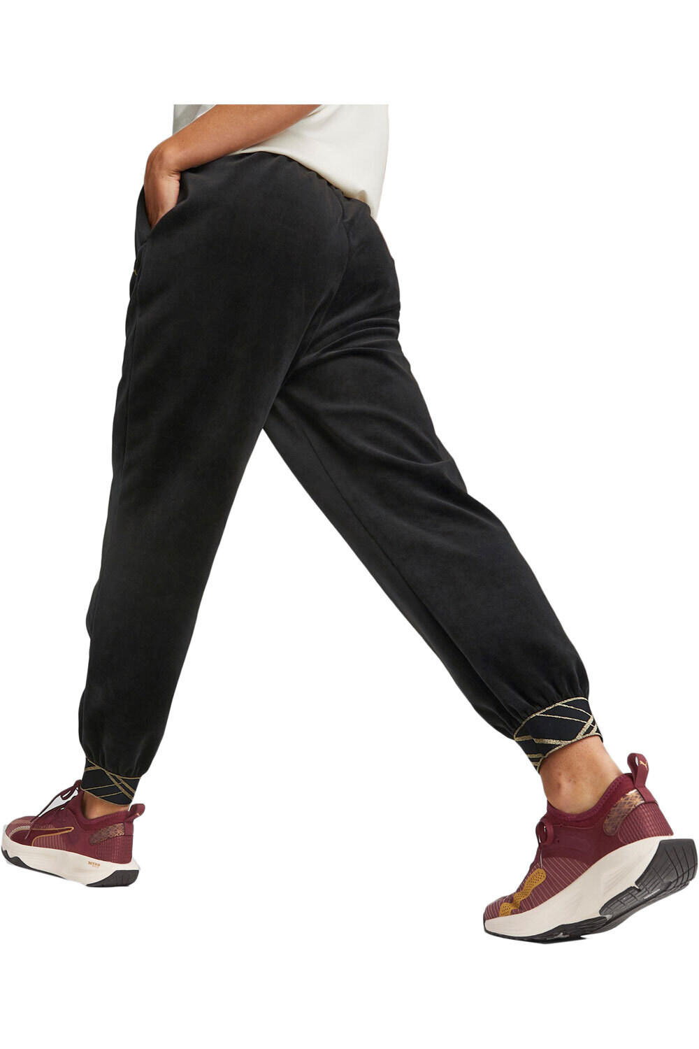 Puma pantalones y mallas largas fitness mujer Deco Glam Velour Pa vista trasera