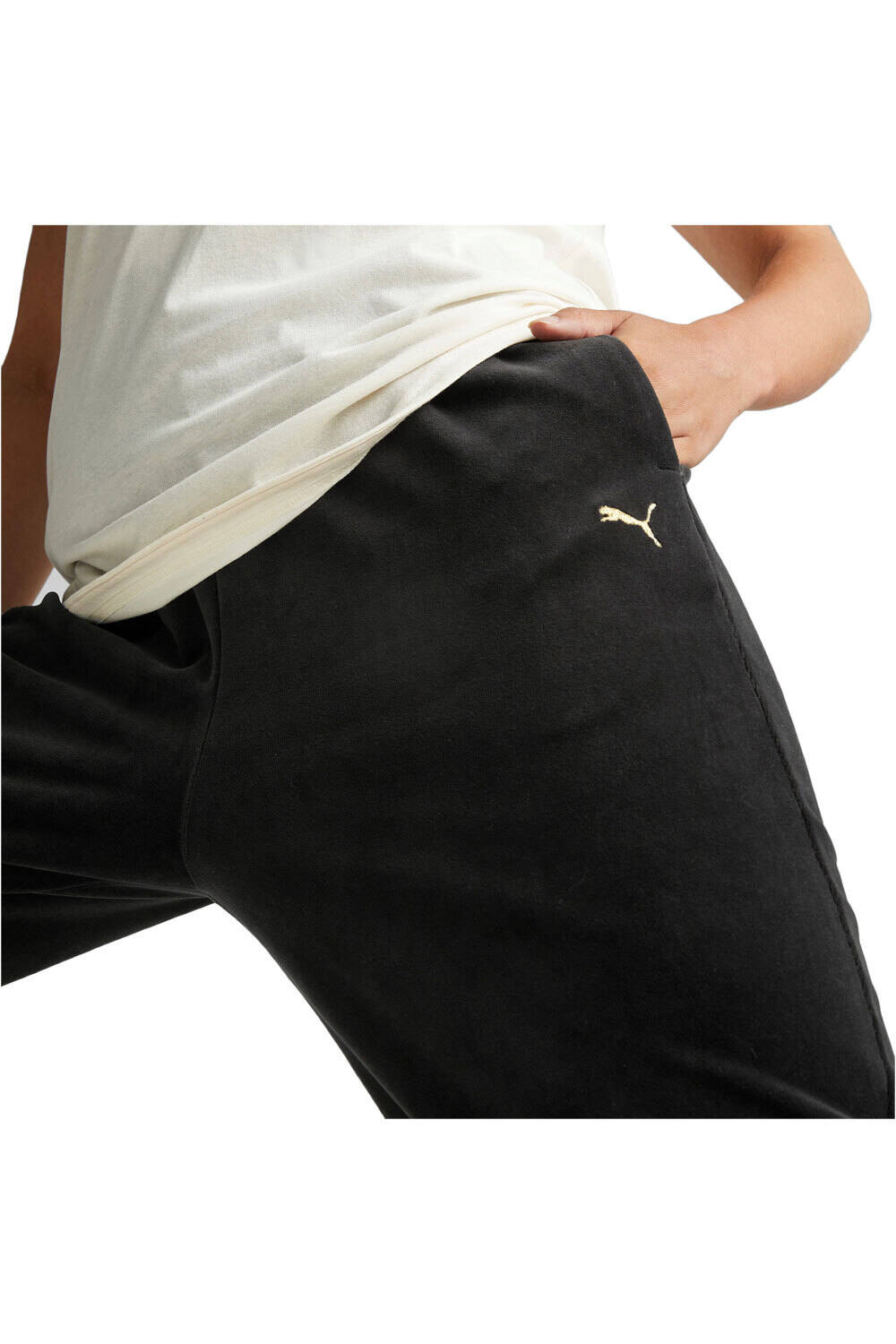 Puma pantalones y mallas largas fitness mujer Deco Glam Velour Pa vista detalle