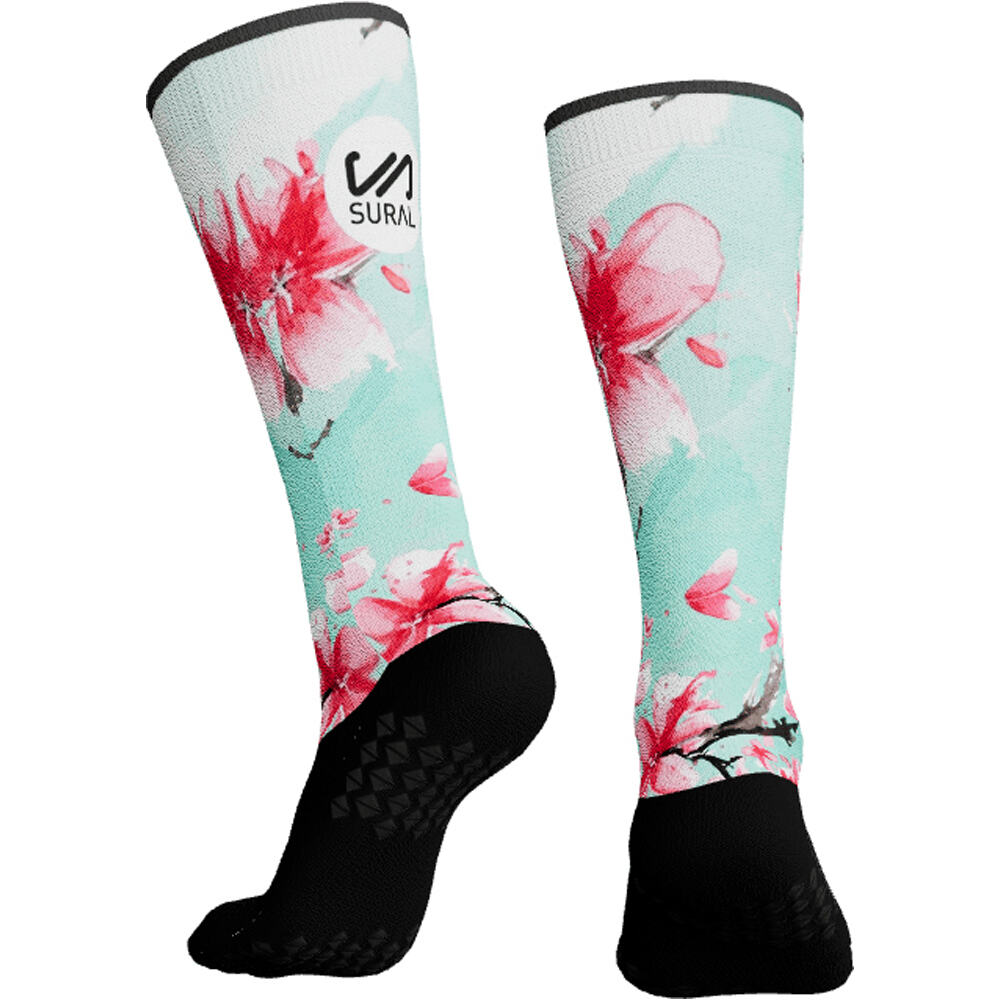 Sural calcetines running Calcetin Tecnico Alto Sublimado FLOWERS 01