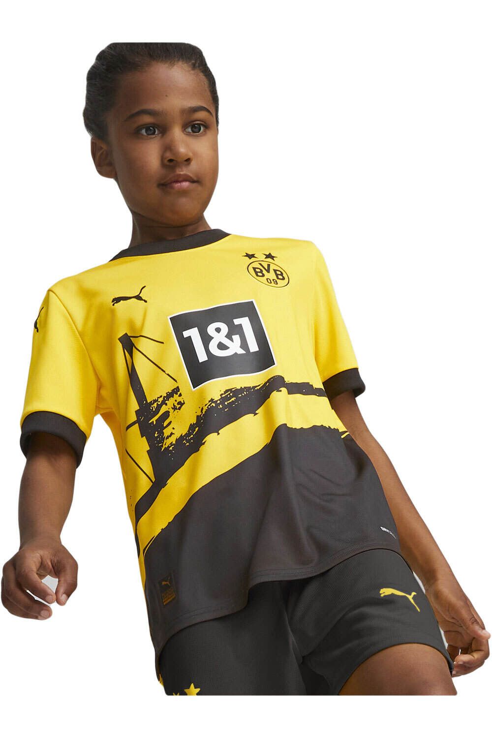 Puma camiseta de fútbol oficiales niño B.DORTMUND 24 H JSY JR vista frontal