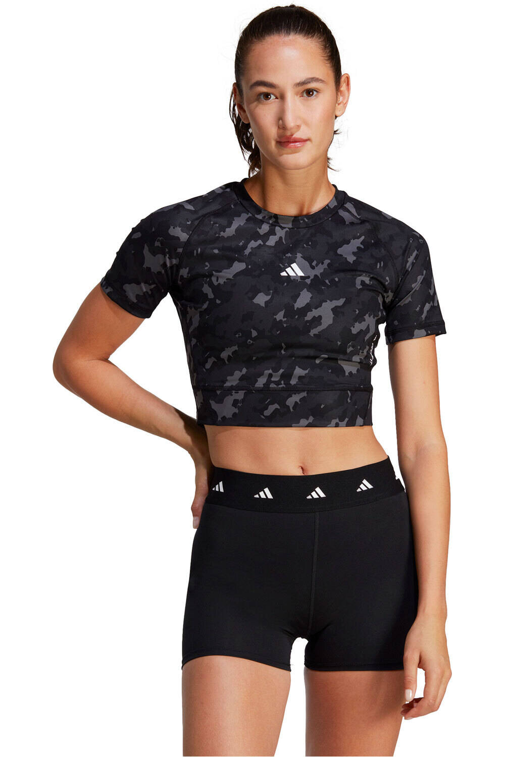 adidas camisetas fitness mujer TF PRINT CRO T vista frontal