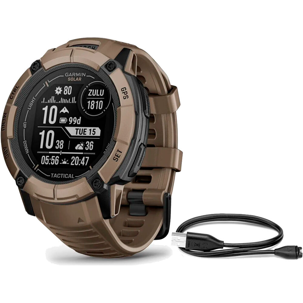 Garmin pulsómetros con gps Instinct 2X, Solar Tactical Edition Coyo vista frontal