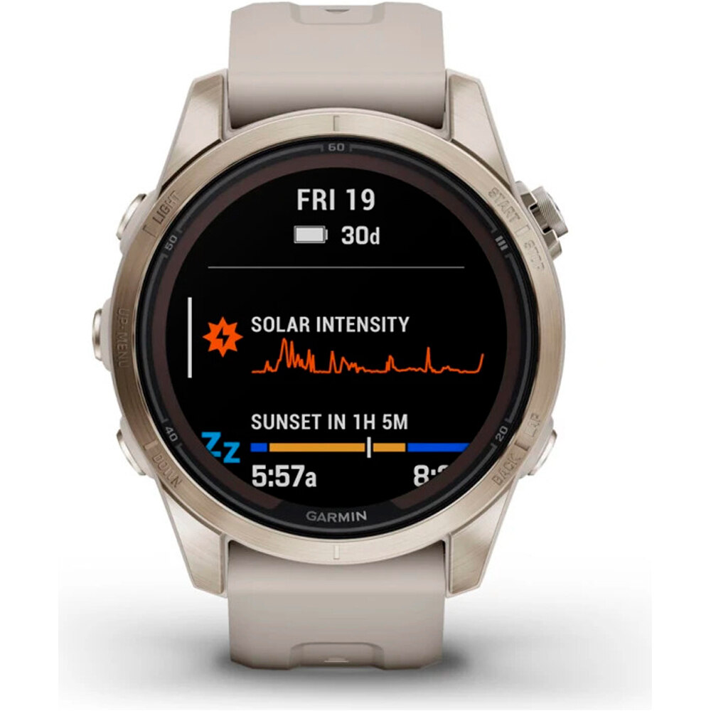 Garmin pulsómetros con gps fenix 7S Pro Saph Solar, Cream Gold SS w 02