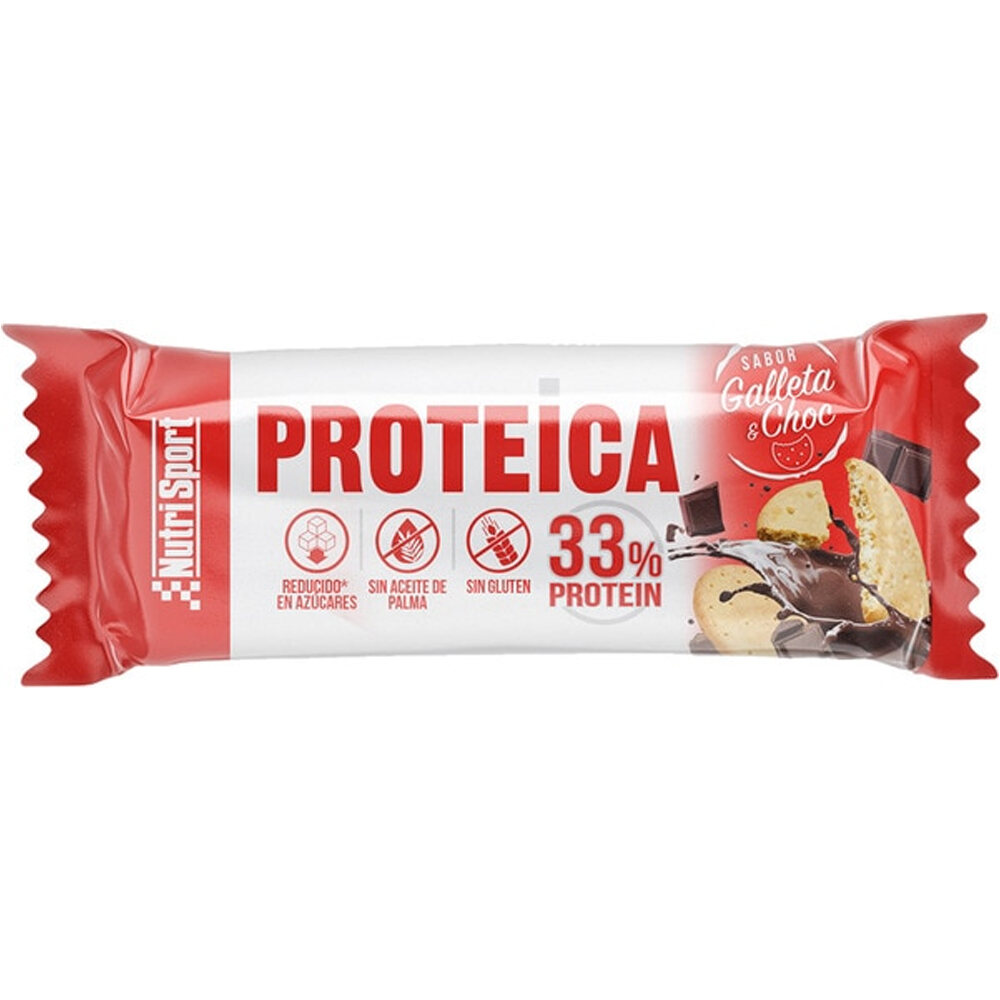 Nutrisport barritas energéticas BARRITA PROTEICA GALLETA CHOCO 44g vista frontal