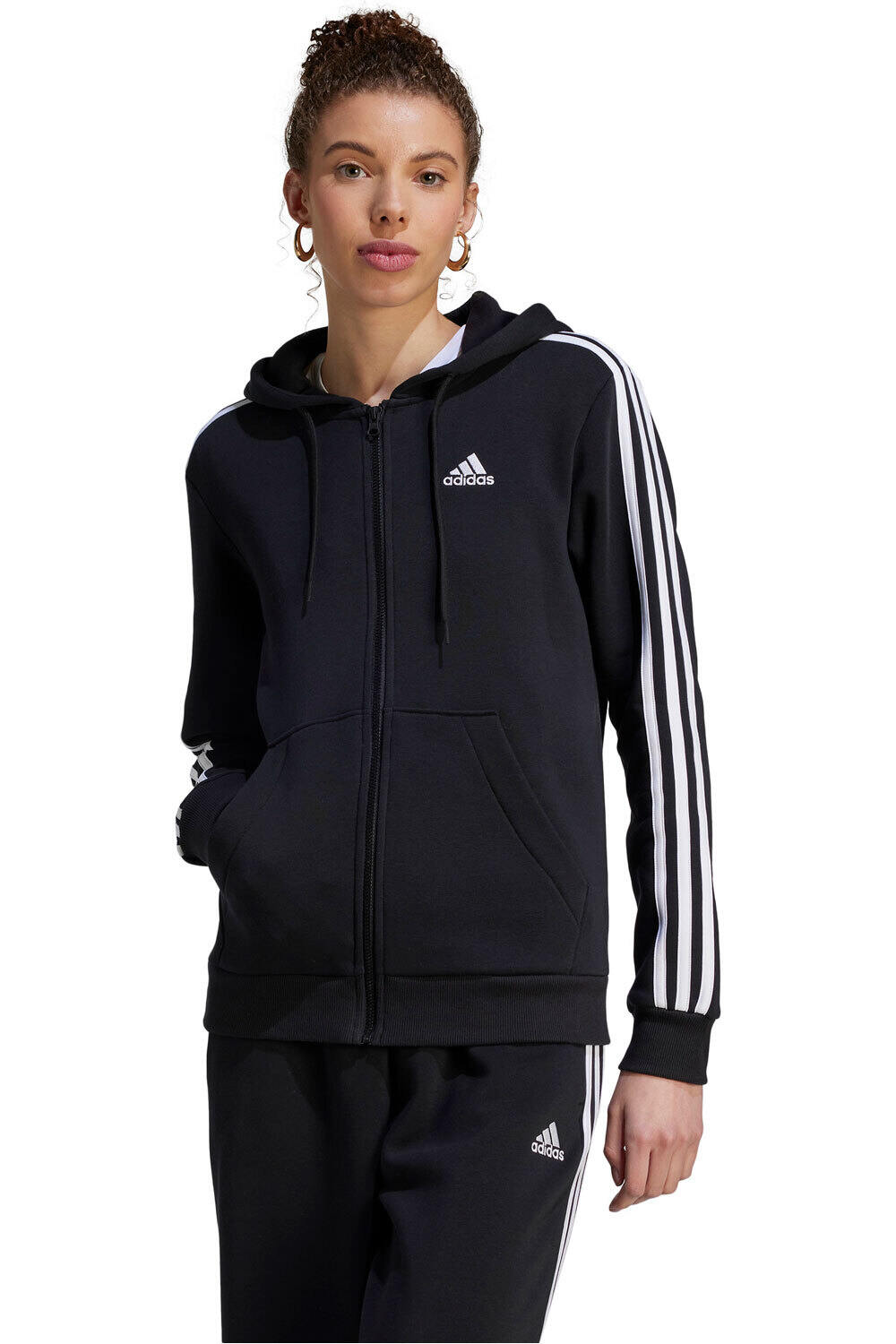 adidas sudadera mujer W 3S FL FZ HD vista frontal