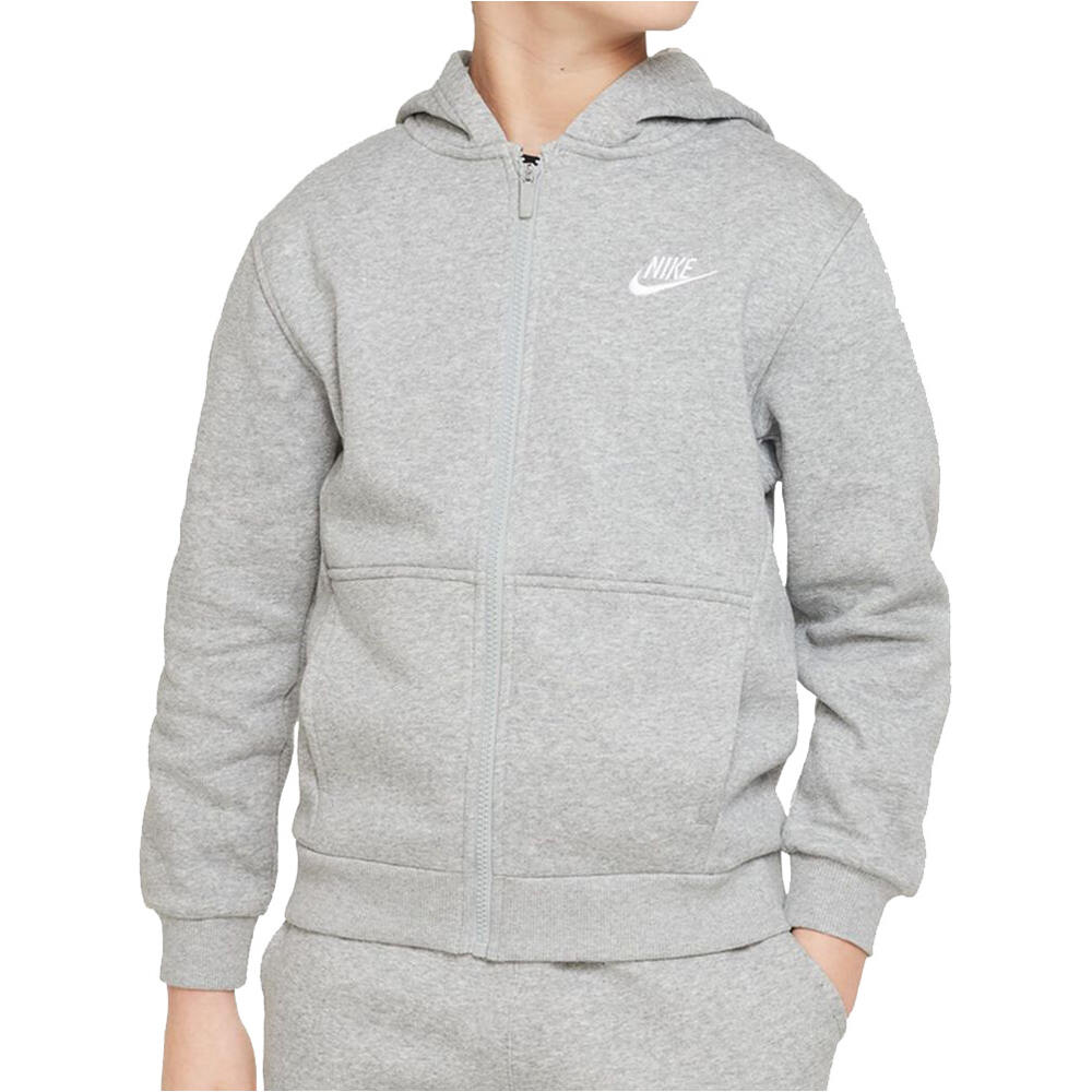 Nike sudadera niño K NSW CLUB FLC HD FZ LS LBR vista frontal