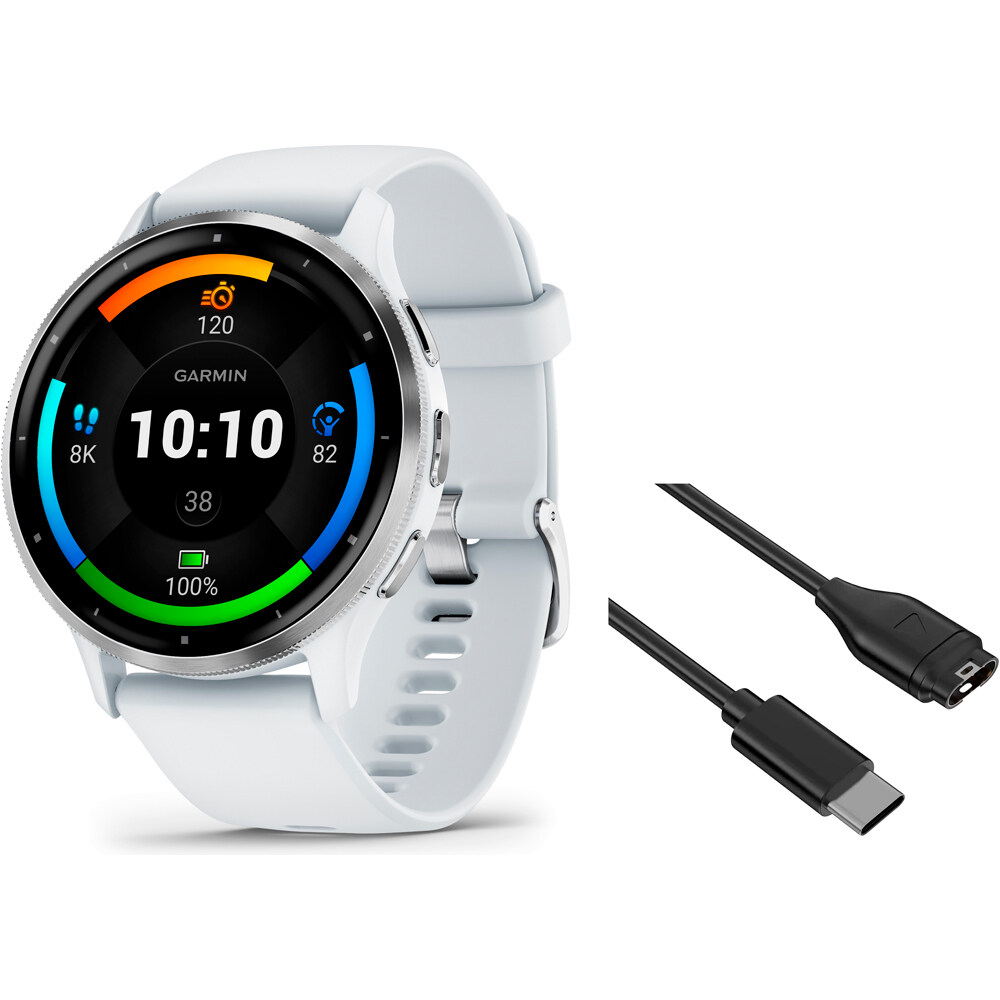 Garmin Venu 3 Reloj Smartwatch 45mm Bisel Acero Inoxidable con Caja y  Correa de Silicona Blanca, Pc