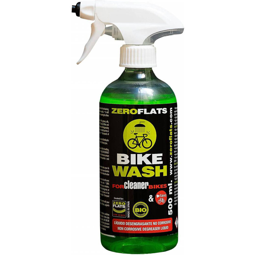 Zeroflats abrillantador y desengrasante bicicleta LIMPIADOR BICI BIKE WASH 500ml vista frontal