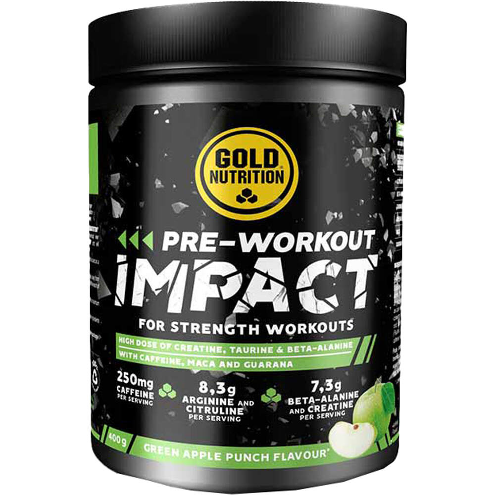 Gold Nutrition Bebidas Energeticas PRE-WORKOUT IMPACT GREEN APPLE vista frontal