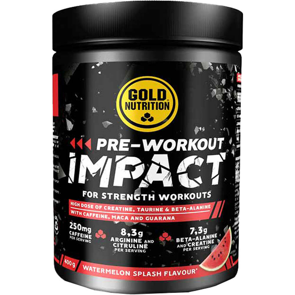 Gold Nutrition Bebidas Energeticas PRE-WORKOUT IMPACT WATERMELON vista frontal