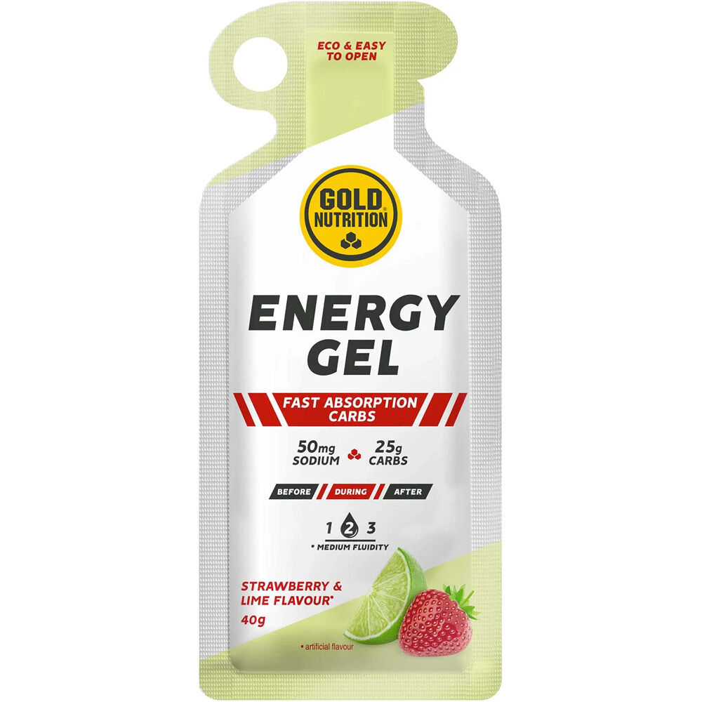 Gold Nutrition energía instantánea ENERGY GEL STRAWBERRY & LIMA 01